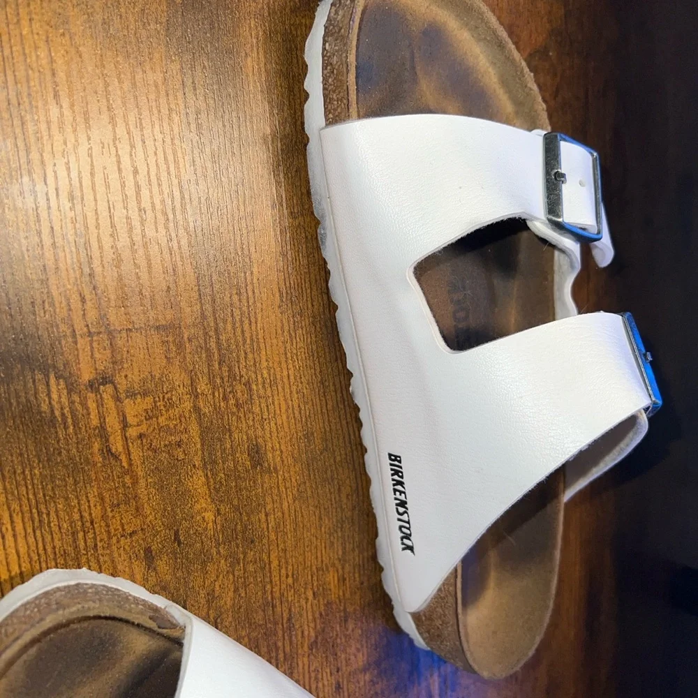 Birkenstock White Two Strap Sandals Size 39 made in Germany women’s size 8 - Picture 4 of 12